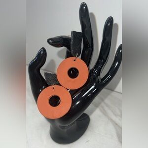 Round Orange Statement Earrings